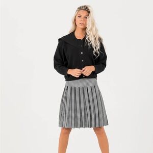 NWT Aleeza Paris Wonder Knit Houndstooth Black and White Skirt Size 2XL